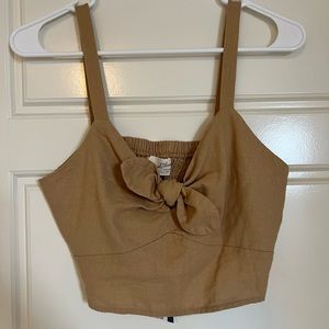 NWT Universal Thread, Linen-like tan bow crop top